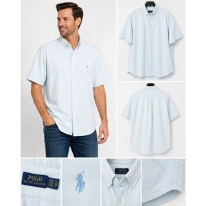 Polo Ralph Lauren Button Down Shirt Men 2XLT Light Blue Short Sleeve